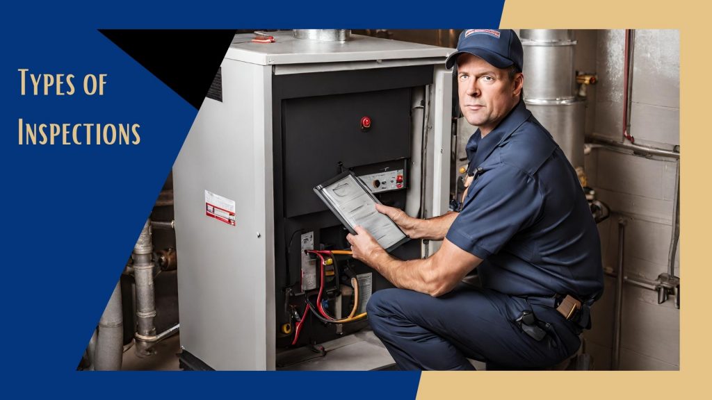 Photo of inspector in front of a furnace with link to inspection video